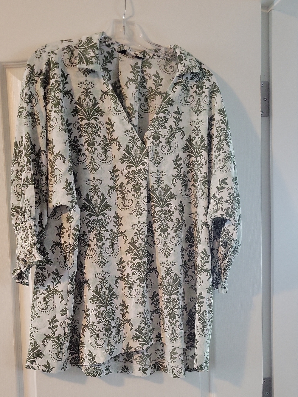 Women's Olive & Cream Patterned Lightweight Shirt Jacket